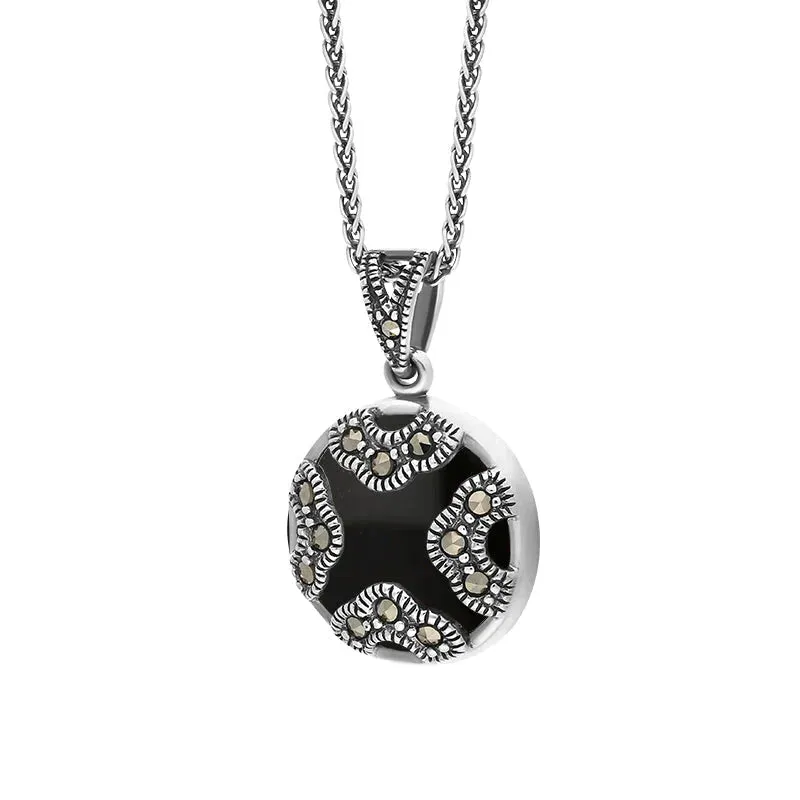 Sterling Silver Whitby Jet Marcasite Rounded Arc Necklace sold by Jura Watches product image thumbnail 2