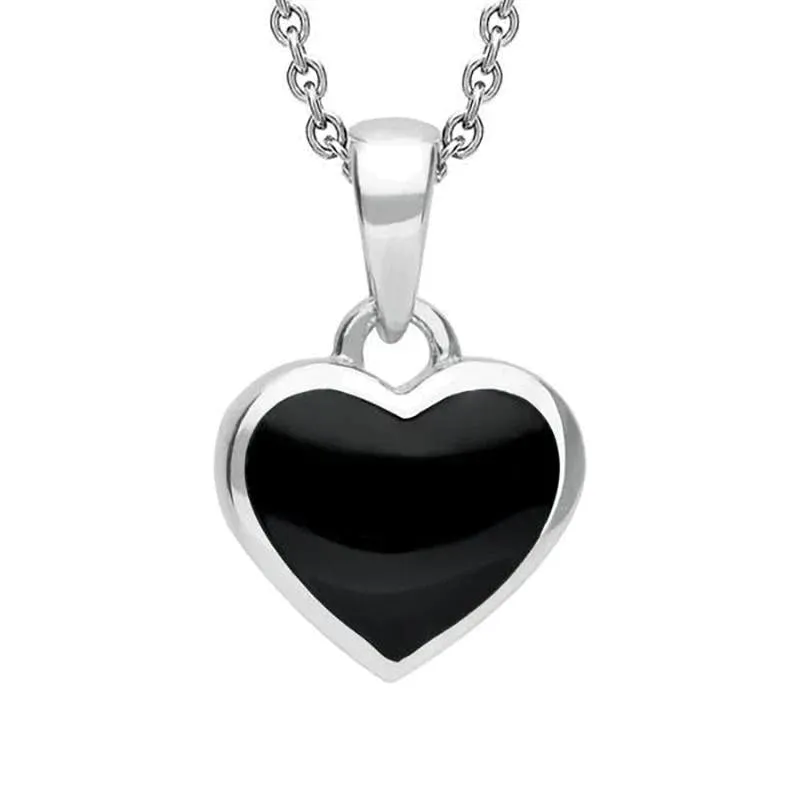 Sterling Silver Whitby Jet Heart Reversible Necklace sold by Jura Watches