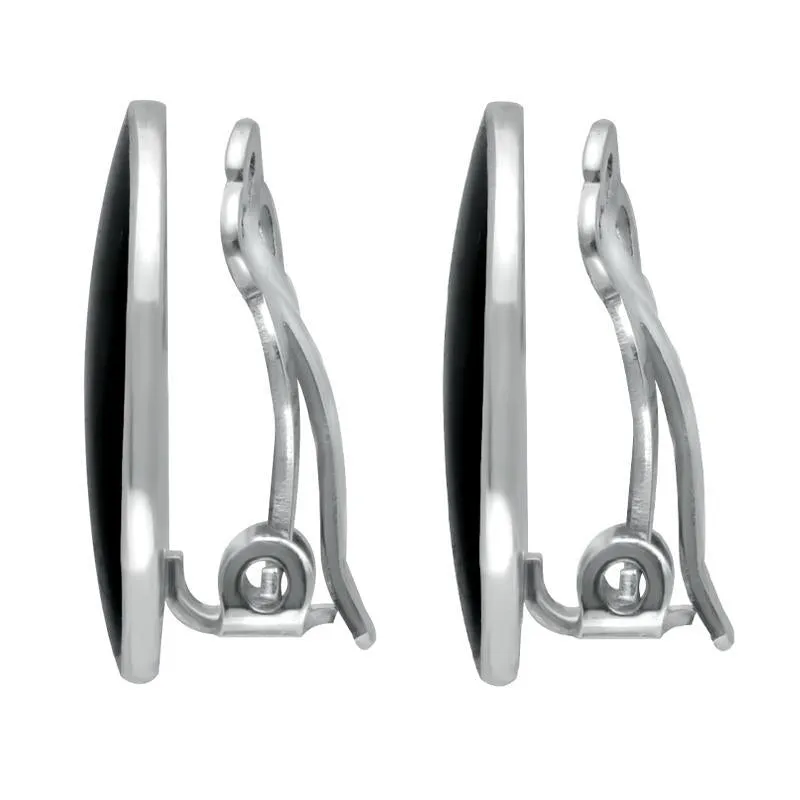 Sterling Silver Whitby Jet Oval Clip On Earrings sold by Jura Watches product image thumbnail 2