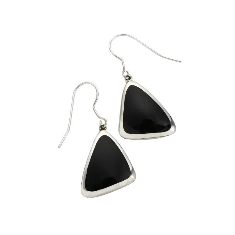 Sterling Silver Whitby Jet Abstract Triangle Hook Drop Earrings sold by Jura Watches product image thumbnail 2