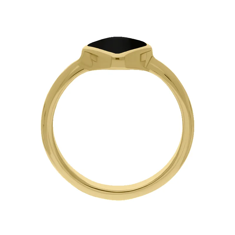 9ct Yellow Gold Whitby Jet Cushion Ring sold by Jura Watches product image thumbnail 3
