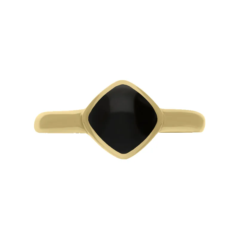 9ct Yellow Gold Whitby Jet Cushion Ring sold by Jura Watches product image thumbnail 2