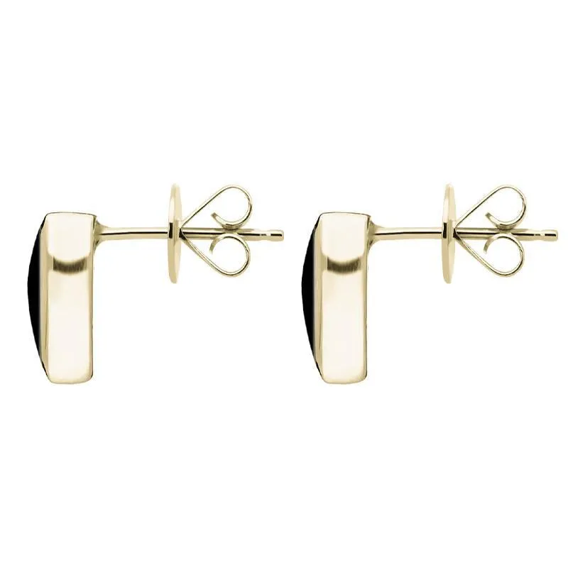 9ct Yellow Gold Whitby Jet Curved Triangle Stud Earrings sold by Jura Watches product image thumbnail 2