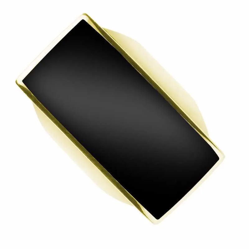 9ct Yellow Gold Whitby Jet Large Oblong Ring sold by Jura Watches