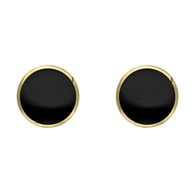 9ct Yellow Gold Whitby Jet 6mm Classic Medium Round Stud Earrings sold by Jura Watches