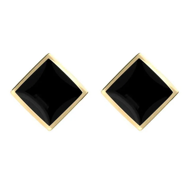 9ct Yellow Gold Whitby Jet Rhombus Earrings sold by Jura Watches