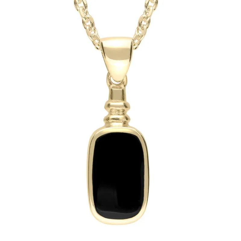9ct Yellow Gold Whitby Jet Oblong Bottle Top Necklace sold by Jura Watches