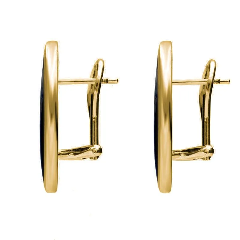 9ct Yellow Gold Whitby Jet Oval Flat Omega Stud Earrings sold by Jura Watches product image thumbnail 2