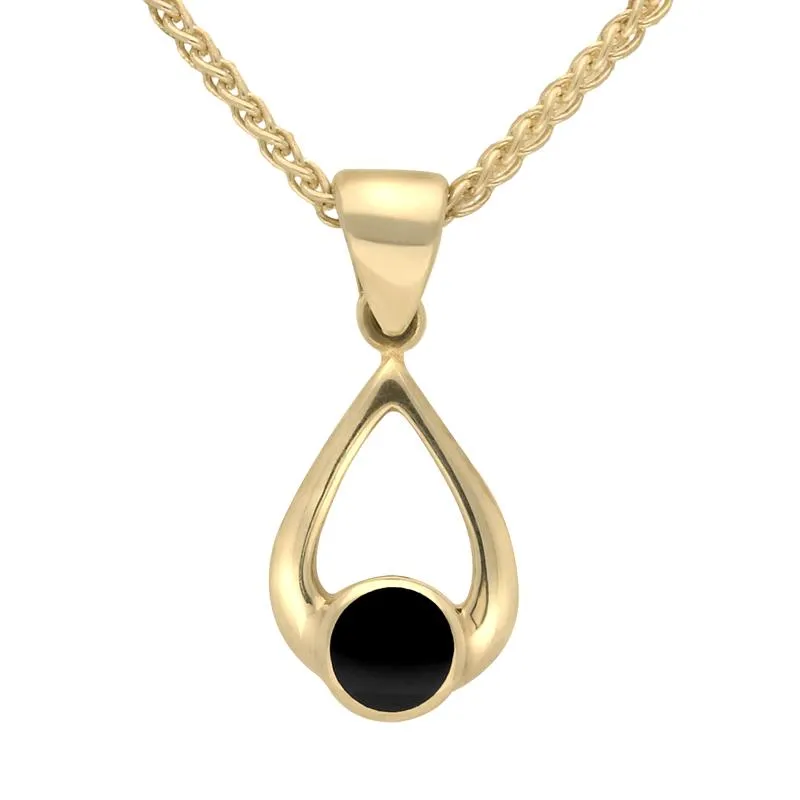 9ct Yellow Gold Whitby Jet Small Teardrop Necklace sold by Jura Watches