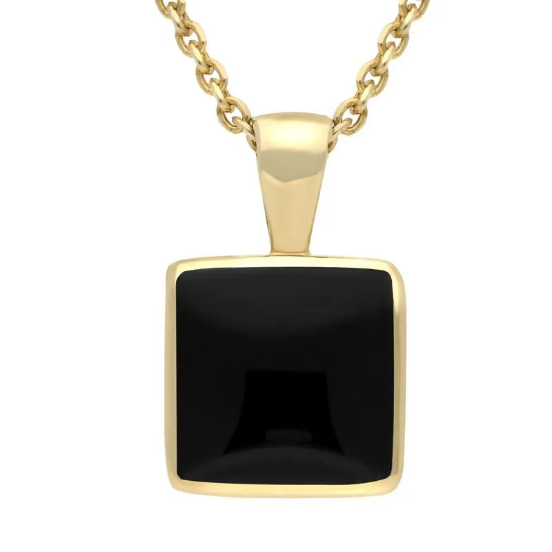 9ct Yellow Gold Whitby Jet Square Necklace sold by Jura Watches