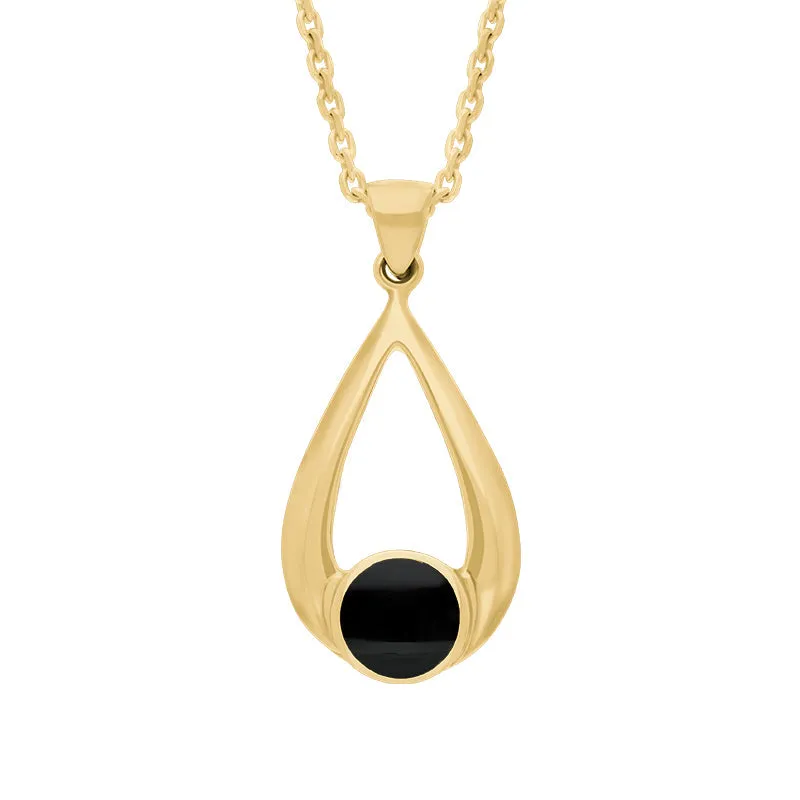 9ct Yellow Gold Whitby Jet Teardrop Necklace sold by Jura Watches