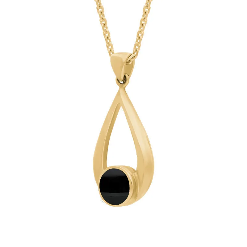 9ct Yellow Gold Whitby Jet Teardrop Necklace sold by Jura Watches product image thumbnail 2