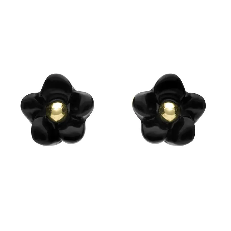 9ct Yellow Gold Whitby Jet Tuberose 6mm Stud Earrings sold by Jura Watches