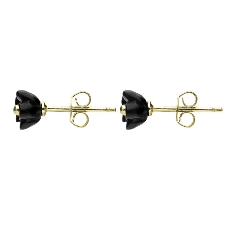 9ct Yellow Gold Whitby Jet Tuberose 6mm Stud Earrings sold by Jura Watches product image thumbnail 2