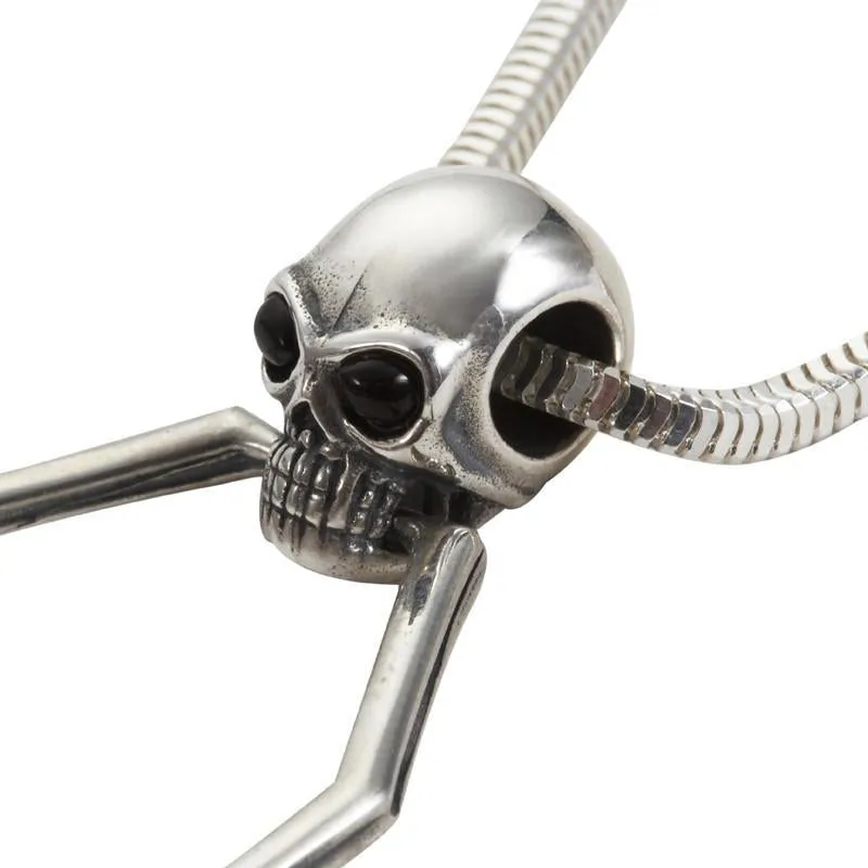 Sterling Silver Whitby Jet Gothic Spider Skull Necklace sold by Jura Watches product image thumbnail 4