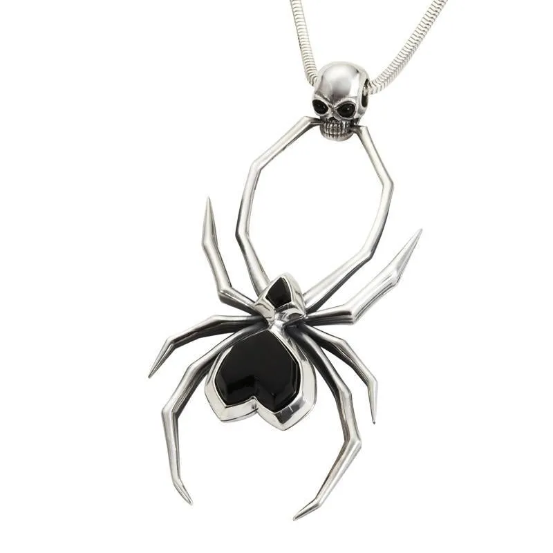 Sterling Silver Whitby Jet Gothic Spider Skull Necklace sold by Jura Watches product image thumbnail 2