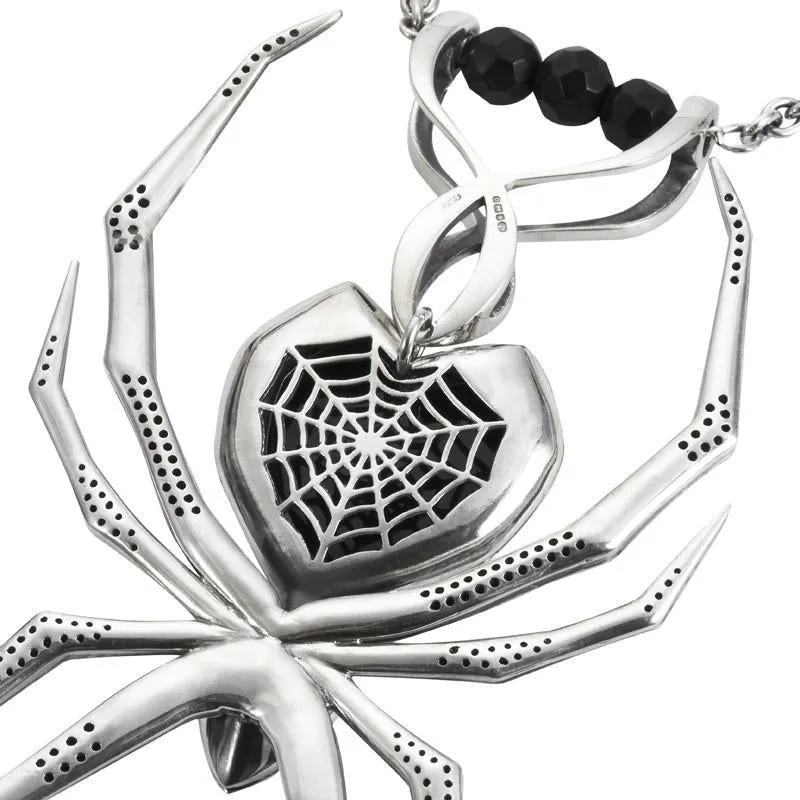 Sterling Silver Whitby Jet and Marcasite Gothic Spider Necklace sold by Jura Watches product image thumbnail 3