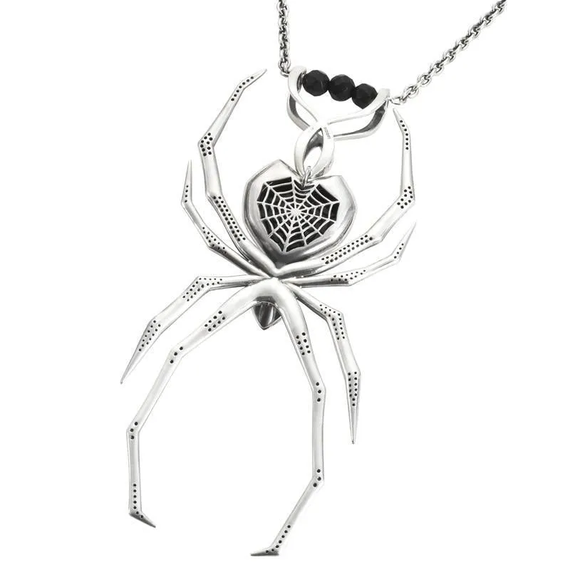 Sterling Silver Whitby Jet and Marcasite Gothic Spider Necklace sold by Jura Watches product image thumbnail 4