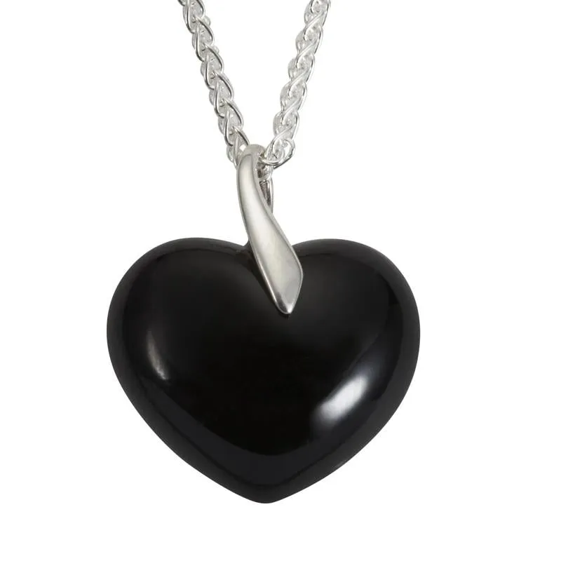 Sterling Silver Whitby Jet Heritage Large Bail Heart Necklace sold by Jura Watches