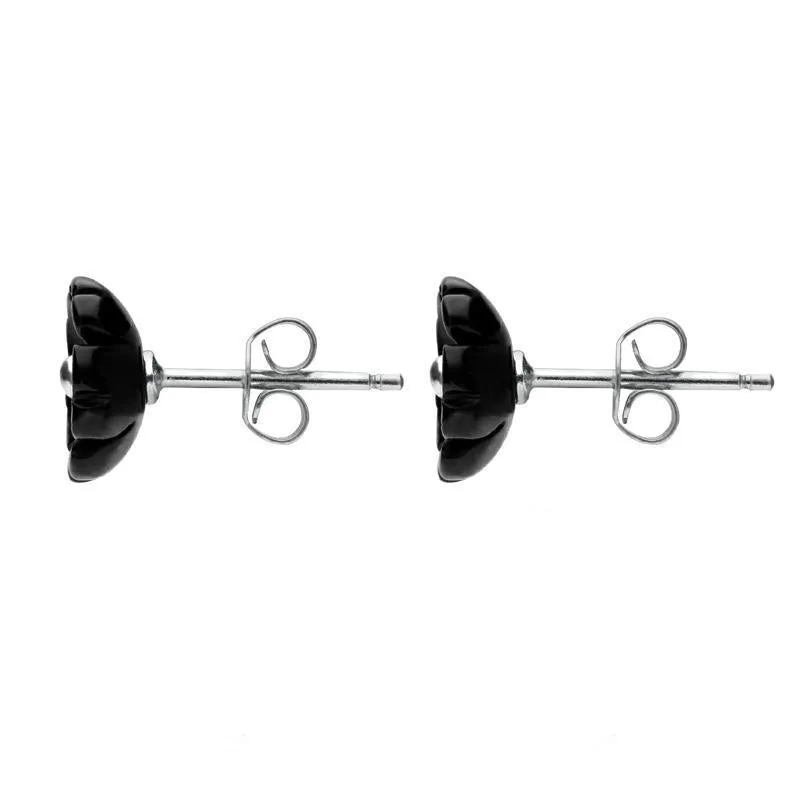 Sterling Silver Whitby Jet Tuberose 8mm Flower Stud Earrings sold by Jura Watches product image thumbnail 3