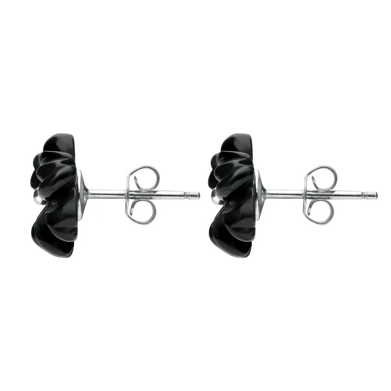 Sterling Silver Whitby Jet Tuberose 12mm Flower Stud Earrings sold by Jura Watches product image thumbnail 2