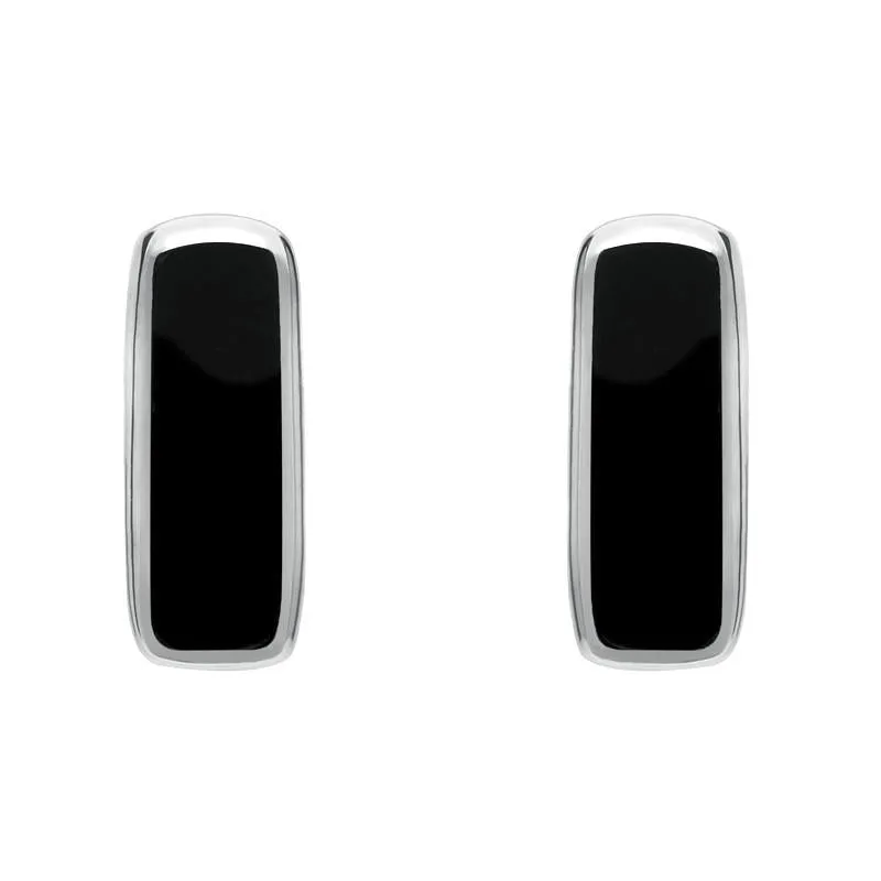 Sterling Silver Whitby Jet Small Oblong Stud Earrings sold by Jura Watches
