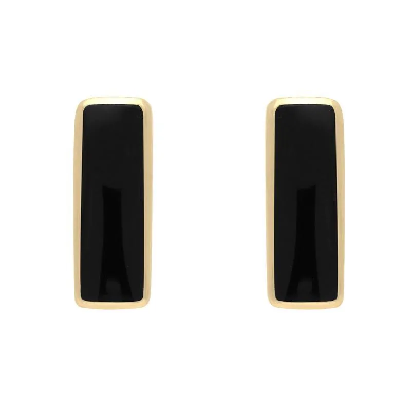 9ct Yellow Gold Whitby Jet Dinky Oblong Stud Earrings sold by Jura Watches