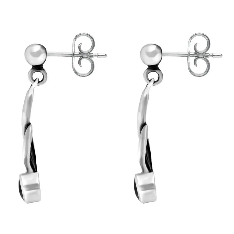 Sterling Silver Whitby Jet Double Twist Drop Earrings sold by Jura Watches product image thumbnail 2