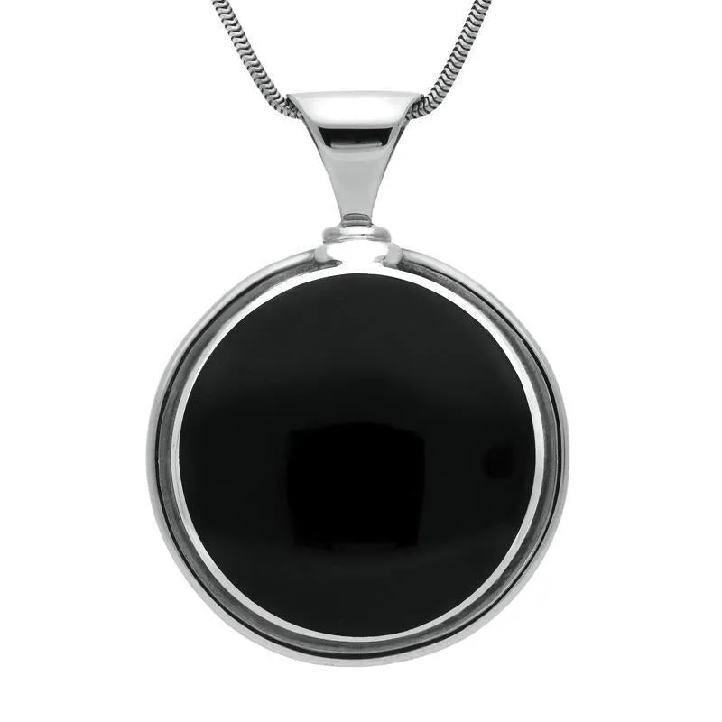 Sterling Silver Whitby Jet Heavy Round Necklace sold by Jura Watches