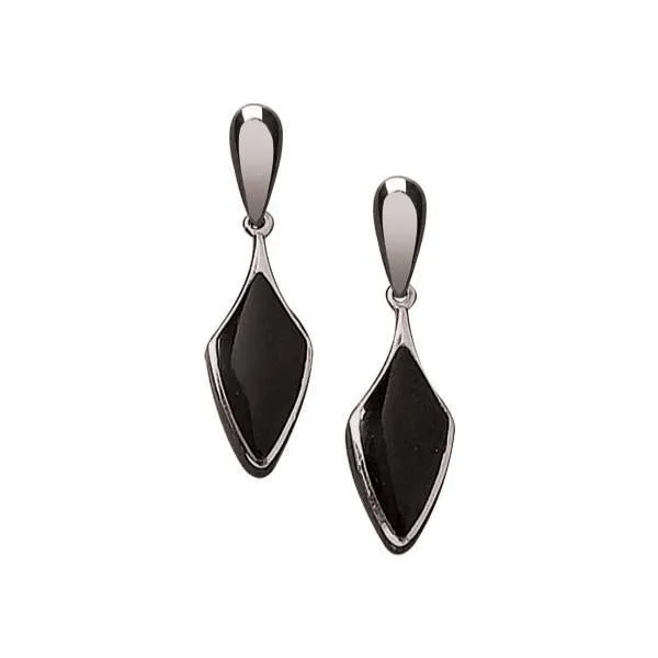 Sterling Silver Whitby Jet Kite Shaped Drop Earrings sold by Jura Watches