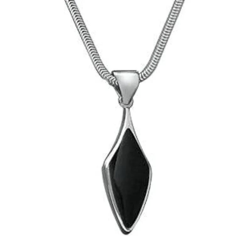 Sterling Silver Whitby Jet Kite Shaped Necklace sold by Jura Watches