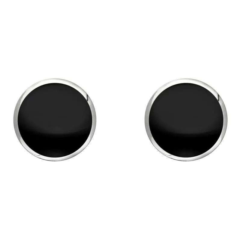 Sterling Silver Whitby Jet 8mm Classic Large Round Stud Earrings sold by Jura Watches
