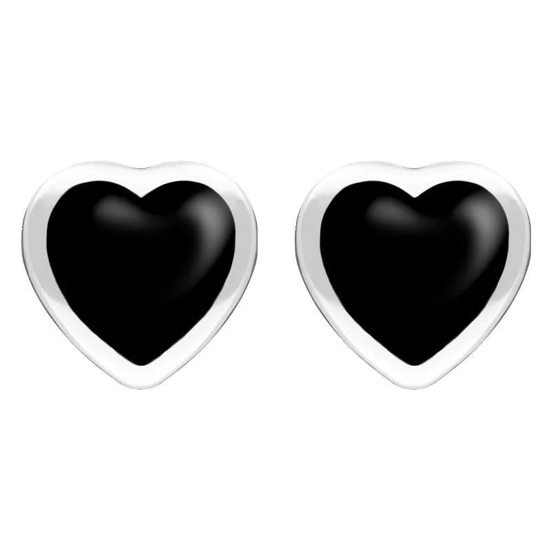 Sterling Silver Whitby Jet Large Framed Heart Stud Earrings sold by Jura Watches
