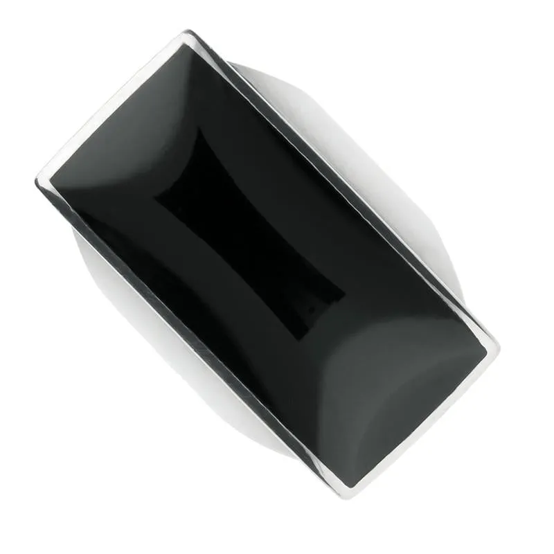 Sterling Silver Whitby Jet Large Oblong Ring sold by Jura Watches