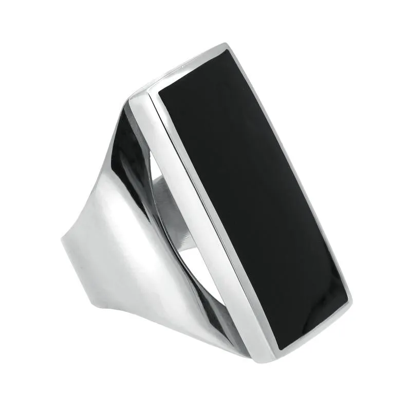 Sterling Silver Whitby Jet Large Oblong Ring sold by Jura Watches product image thumbnail 2