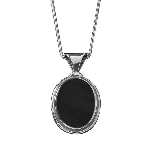 Sterling Silver Whitby Jet Heritage Oval Large Necklace sold by Jura Watches
