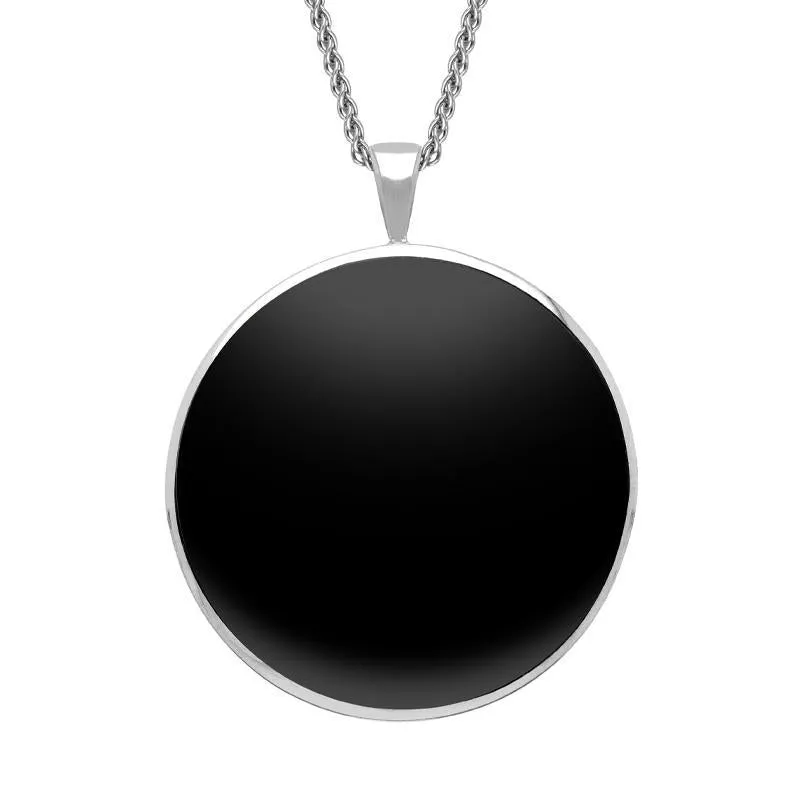 Sterling Silver Whitby Jet Round Classic Large Necklace sold by Jura Watches