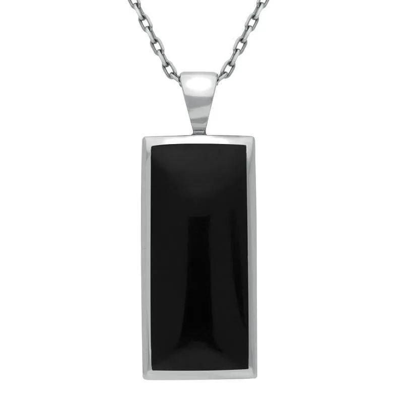 Sterling Silver Whitby Jet Medium Oblong Necklace sold by Jura Watches