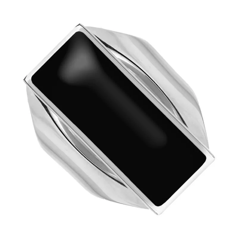 Sterling Silver Whitby Jet Medium Oblong Ring sold by Jura Watches