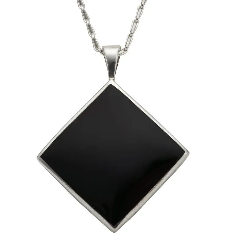 Sterling Silver Whitby Jet Medium Rhombus Necklace sold by Jura Watches