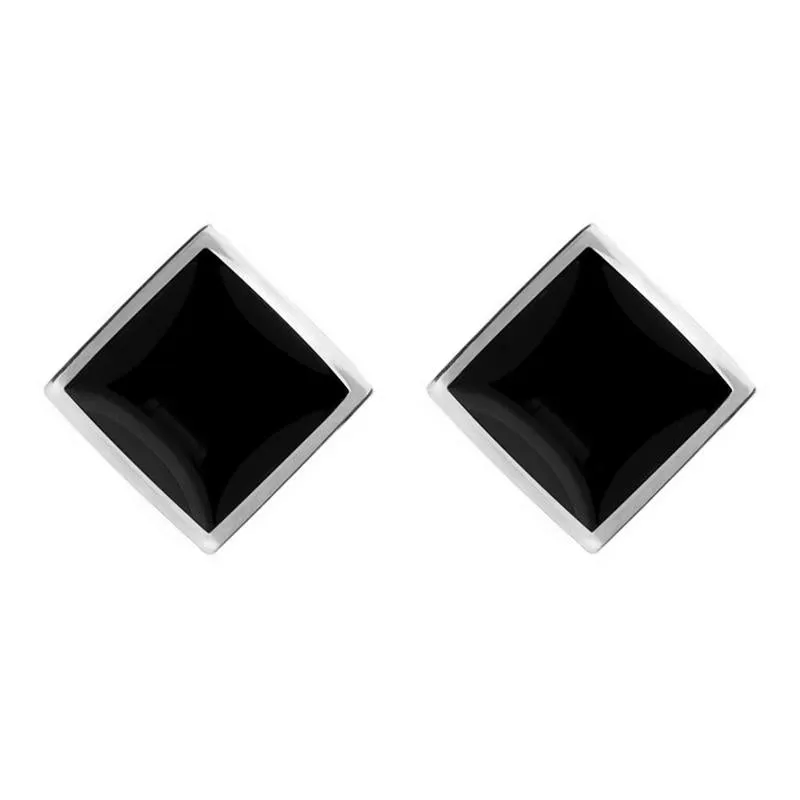 Sterling Silver Whitby Jet Rhombus Earrings sold by Jura Watches