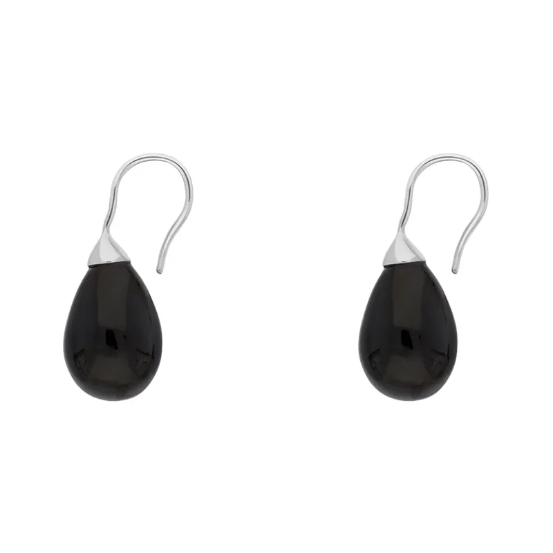 Sterling Silver Whitby Jet Oval Bead Hook Earrings sold by Jura Watches product image thumbnail 2