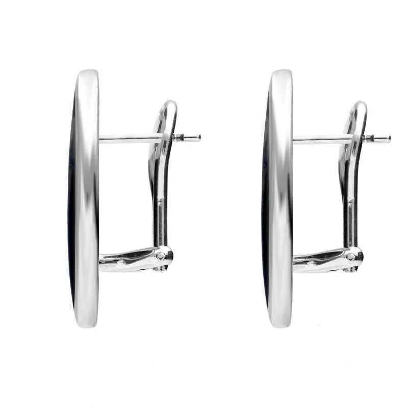 Sterling Silver Whitby Jet Oval Flat Omega Stud Earrings sold by Jura Watches product image thumbnail 2