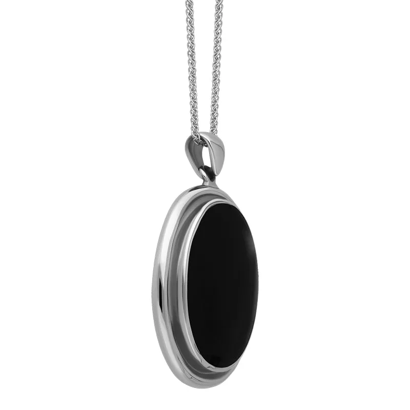 Sterling Silver Whitby Jet Framed Oval Necklace sold by Jura Watches product image thumbnail 2