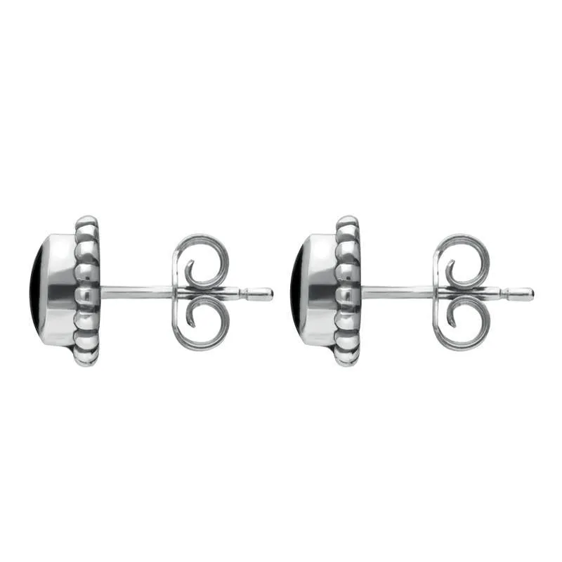 Sterling Silver Whitby Jet Oval Bobble Edge Stud Earrings sold by Jura Watches product image thumbnail 2