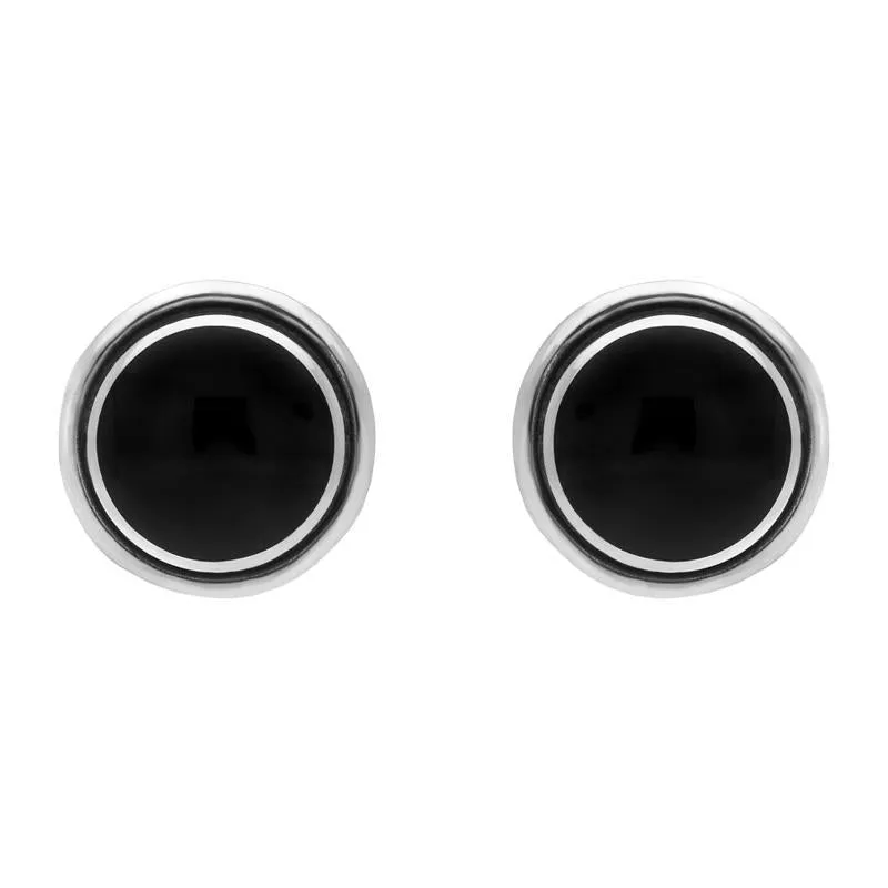 Sterling Silver Whitby Jet Heritage Round Classic Stud Earrings sold by Jura Watches