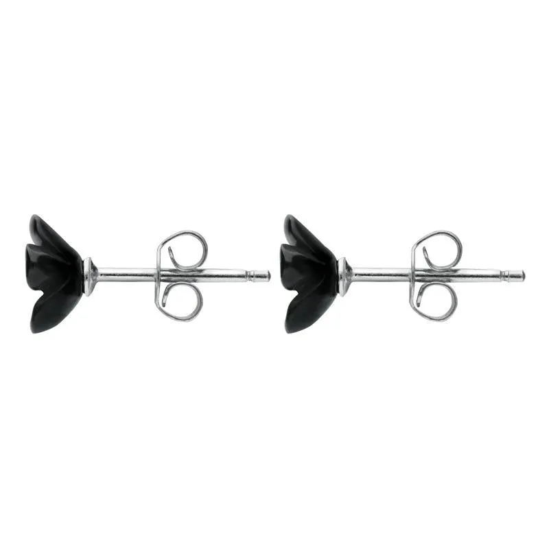 Sterling Silver Whitby Jet Tuberose 8mm Flower Stud Earrings sold by Jura Watches product image thumbnail 2