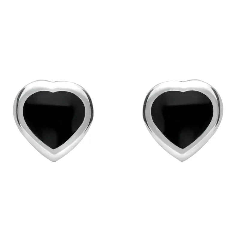 Sterling Silver Whitby Jet Small Framed Heart Stud Earrings sold by Jura Watches