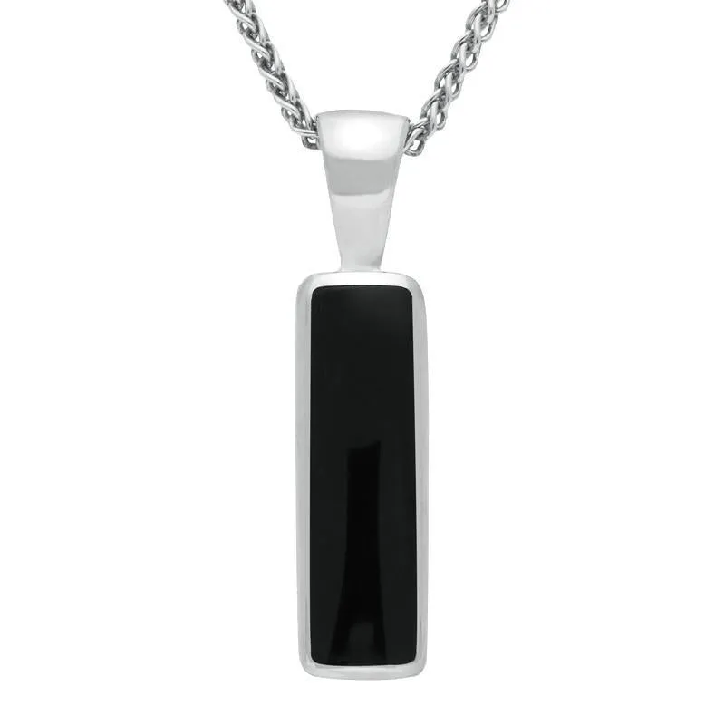 Sterling Silver Whitby Jet Oblong Necklace sold by Jura Watches