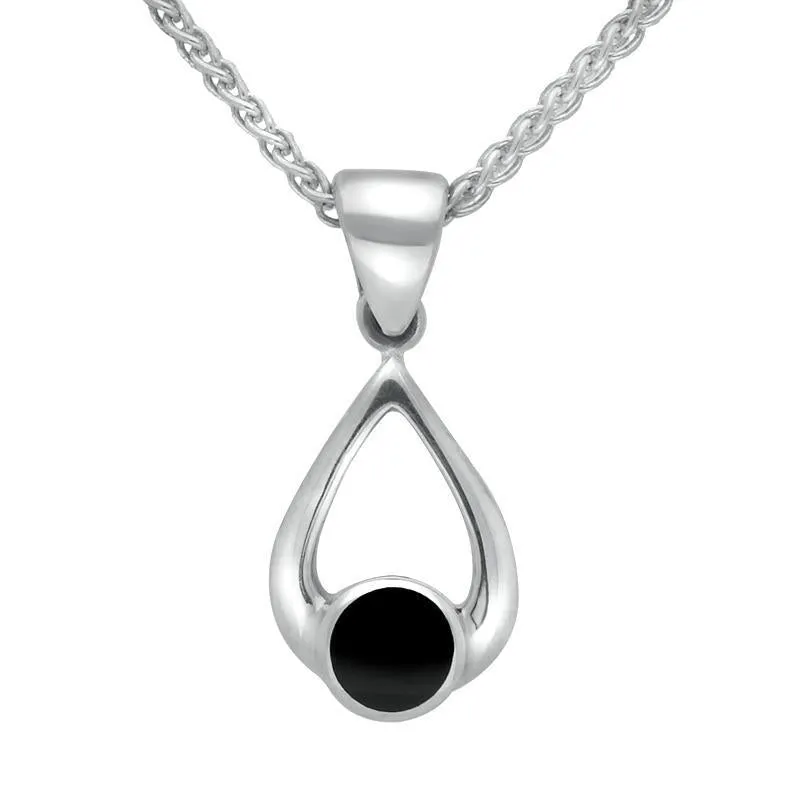 Sterling Silver Whitby Jet Small Teardrop Necklace sold by Jura Watches
